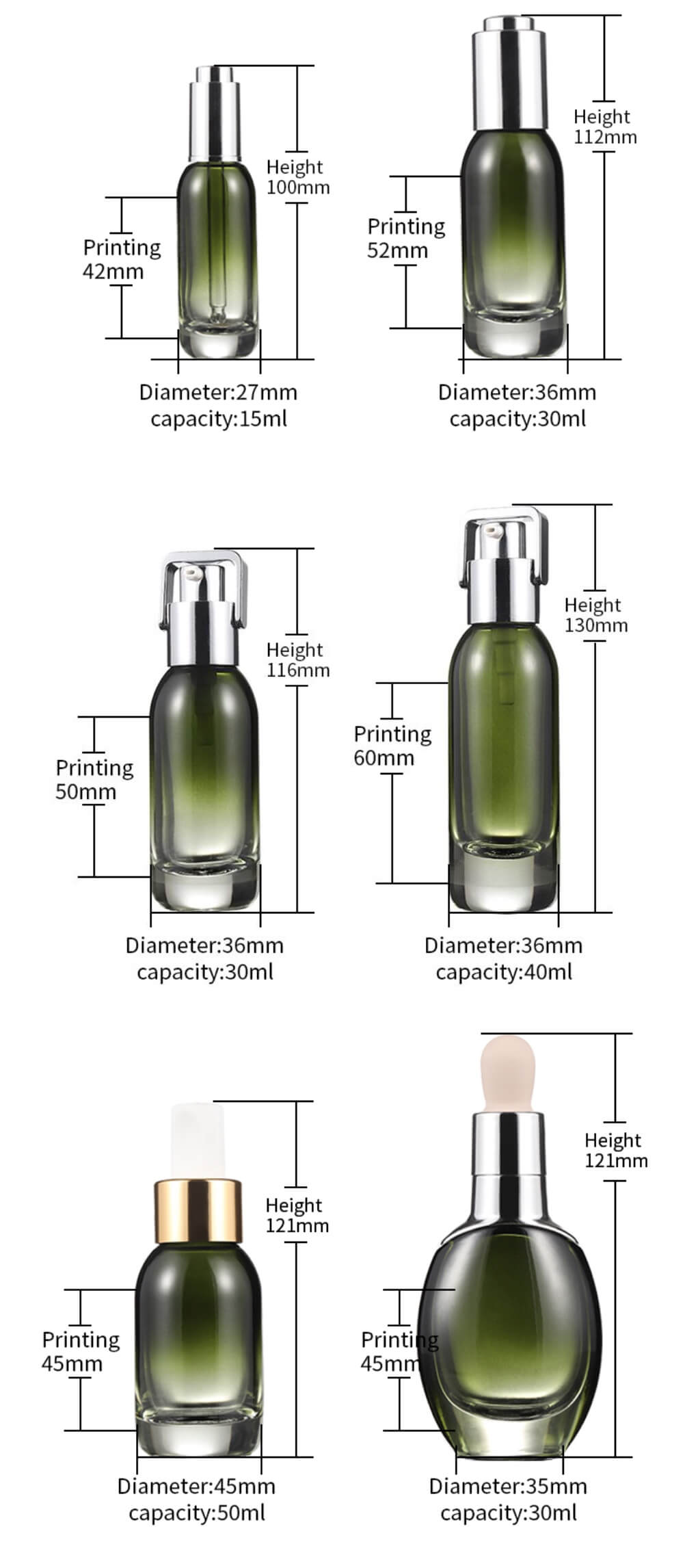 glossy frosted green glass bottle