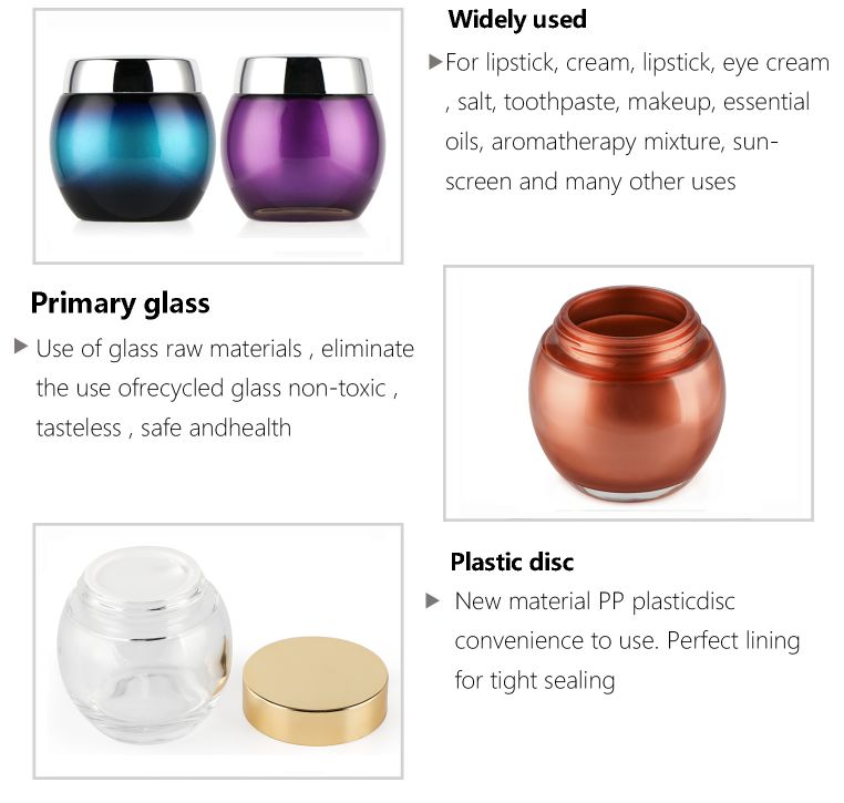 frosted glossy belly shape glass jar for cosmetic skincare