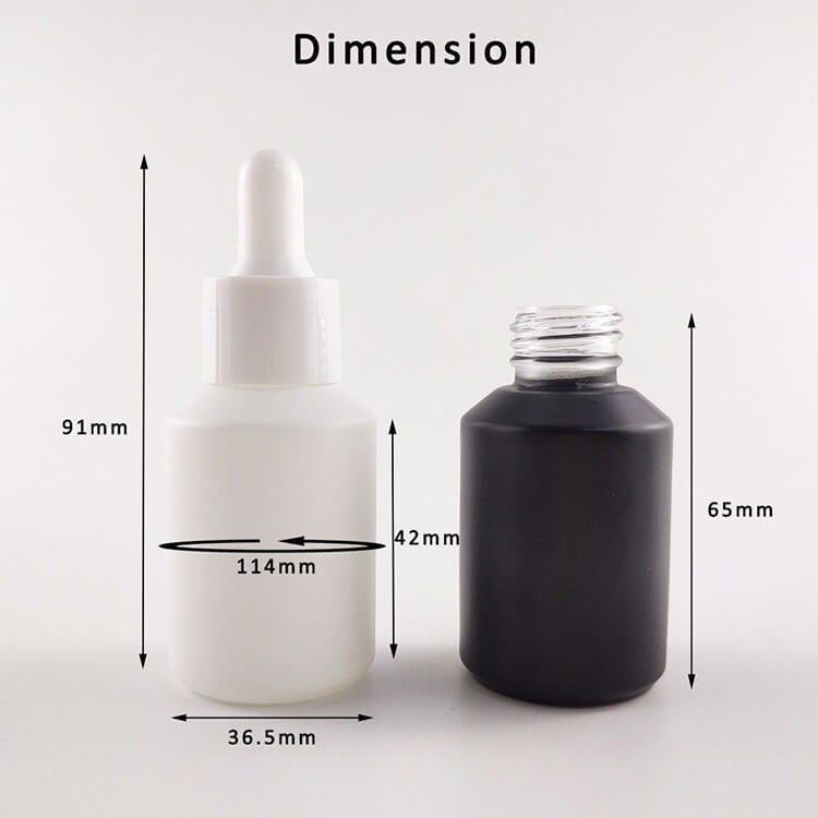 Matte black white 1oz glass bottle for hair essential oil 