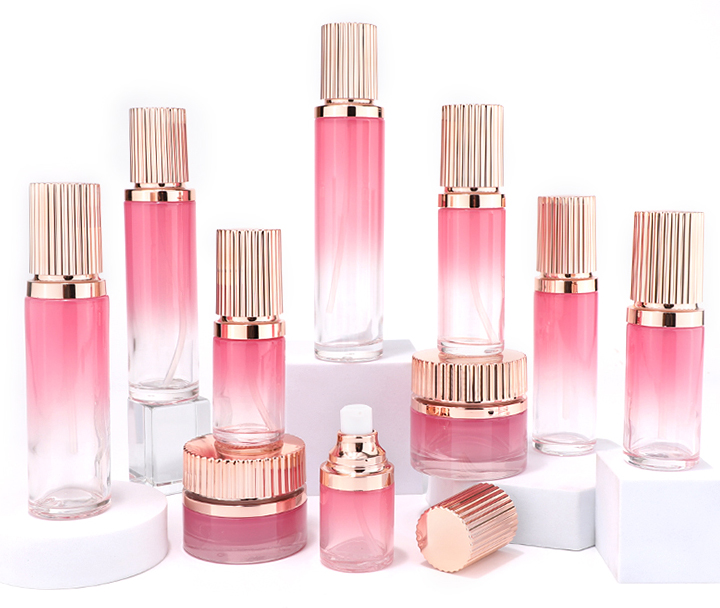Wholesale new product cosmetic glass bottle set 