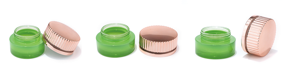 Green glass jar for cosmetic packaging 