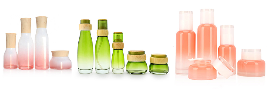 Cosmetic glass bottle set 