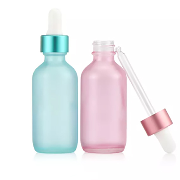 زجاجة زجاجية ملونة مخصصة عالية الجودة بالجملة مع غطاء من الألومنيوم