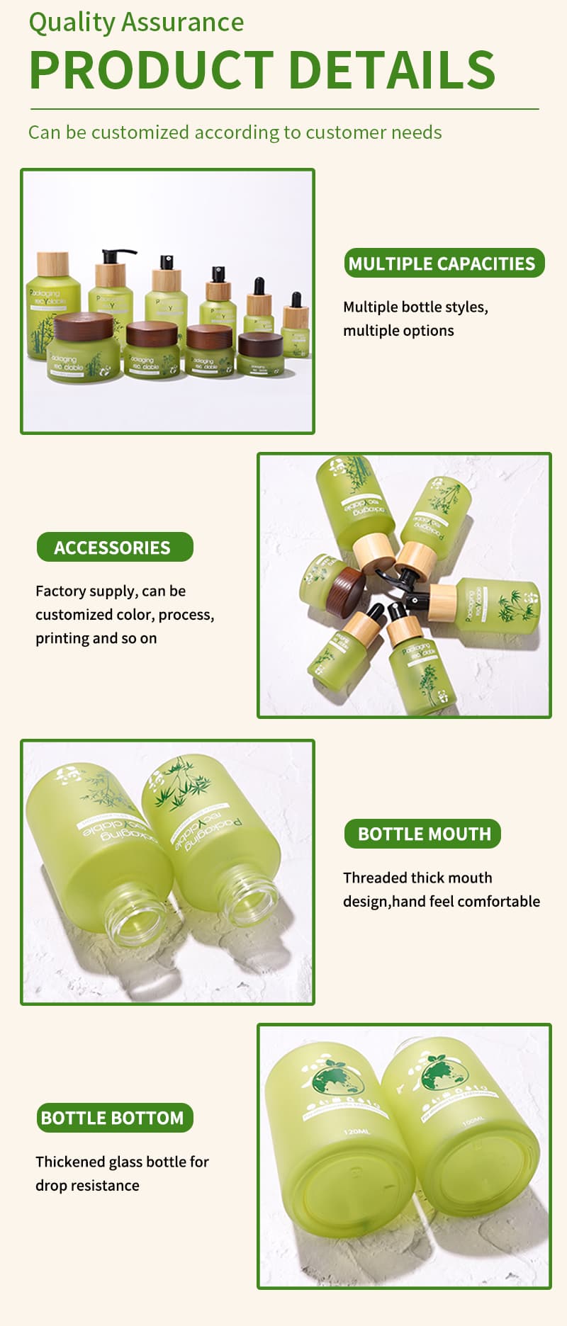 bamboo lid glass bottle set