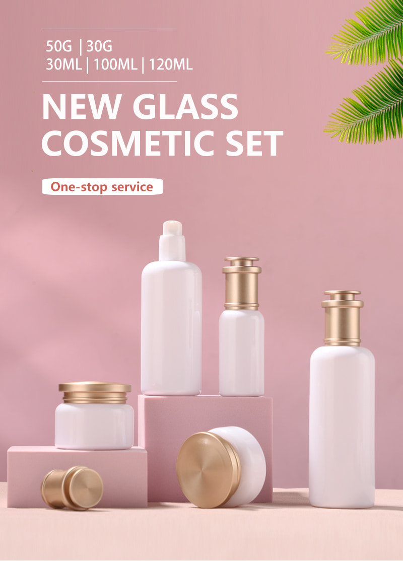white gold skincare bottle set