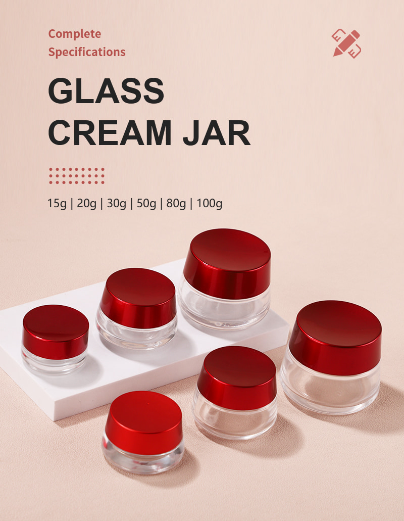 cosmetic glass jar red cap
