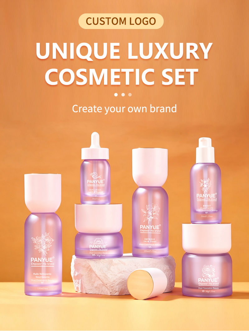 Purple Glass Cosmetic Bottle Set