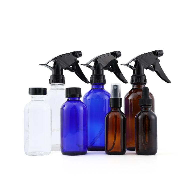 Essential oil Boston round trigger spray glass bottles