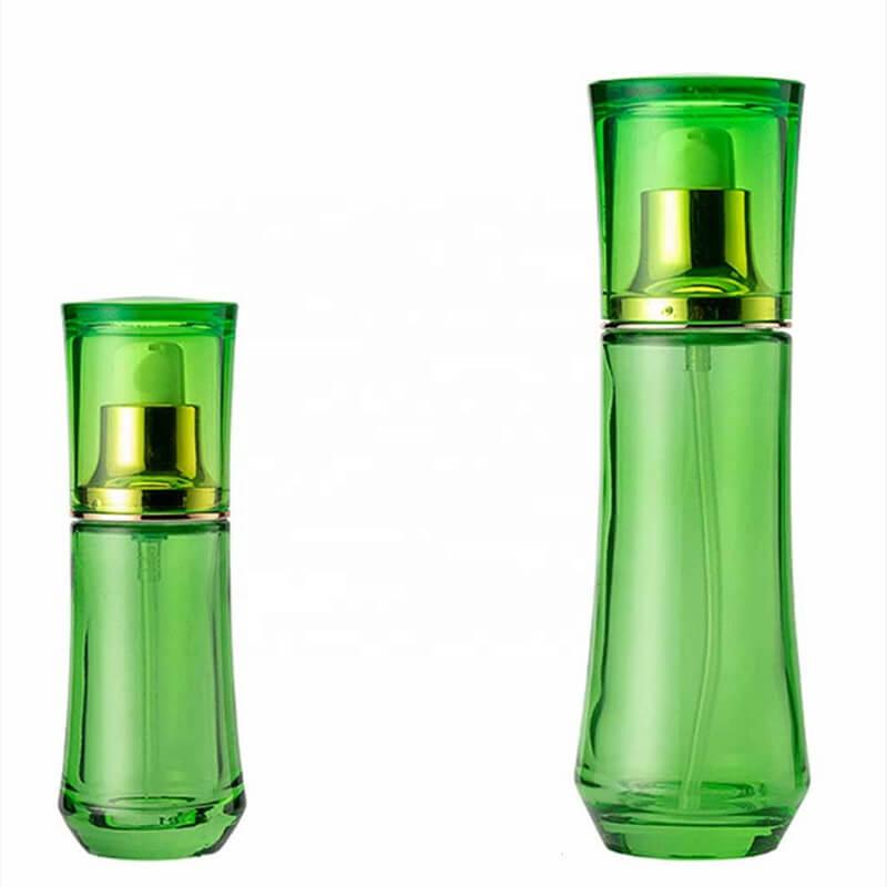 Green skincare glass bottle