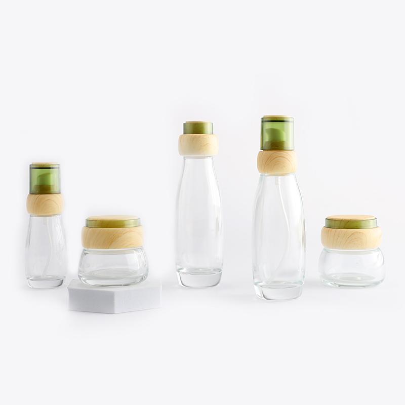 clear cosmetic glass bottle set