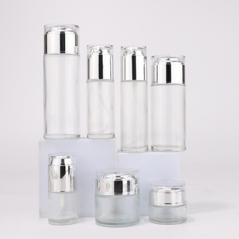 White cosmetic glass bottle set