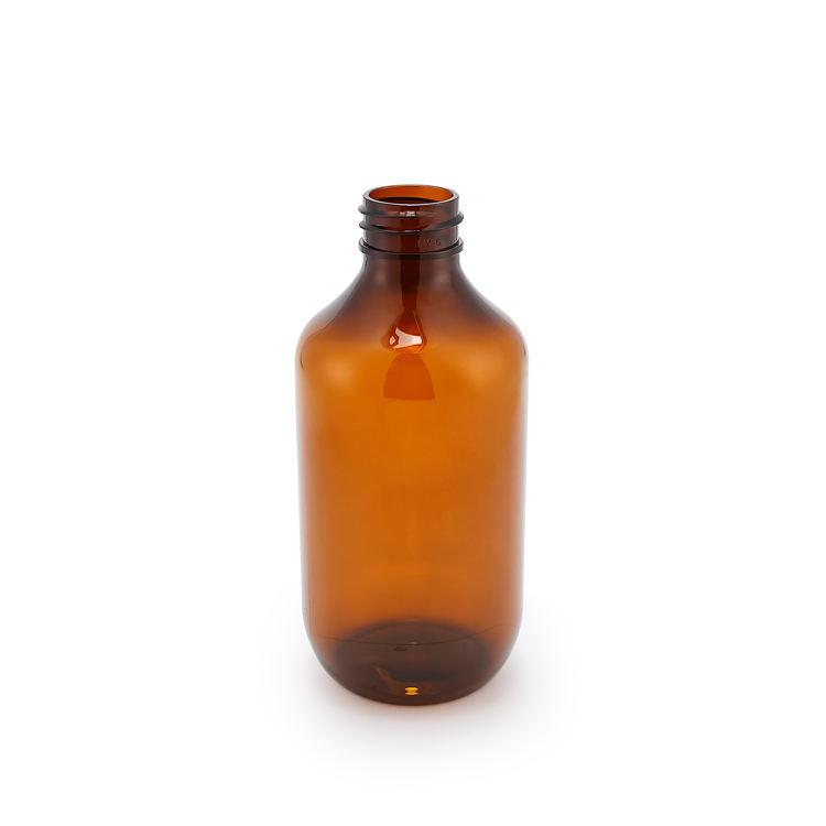 Empty amber plastic bottle