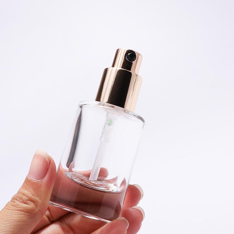clear glass bottle with lotion pump