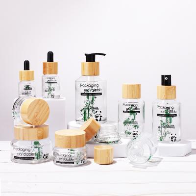 Clear bottle and jar with serum