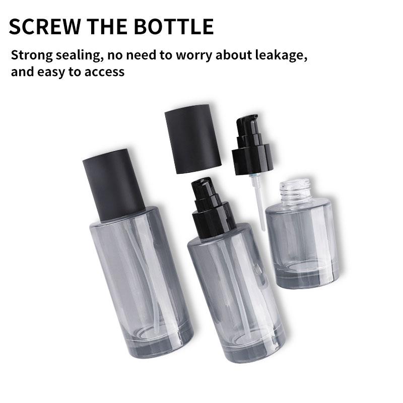 Grey flat shoulder glass bottles and jars set