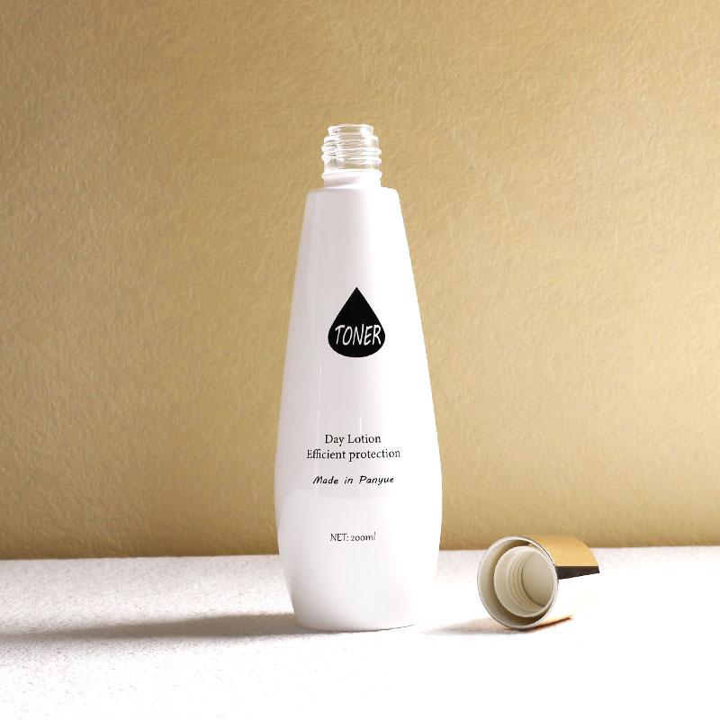 200ml white shoulder cosmetic glass bottle