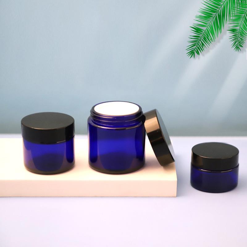 Blue cosmetic packaging containers