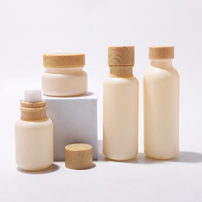 Skincare serum cream glass bottles and jars set