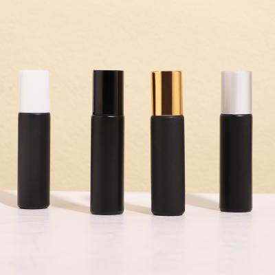 10ML Round Frosted Black Roll-on Bottle