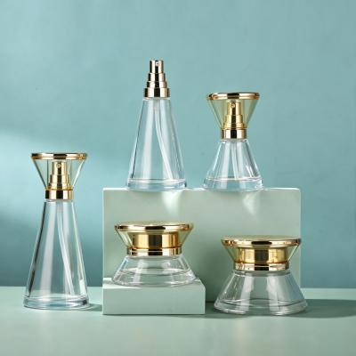 Hourglass Shaped Glass Cosmetic Set with Gold Lid